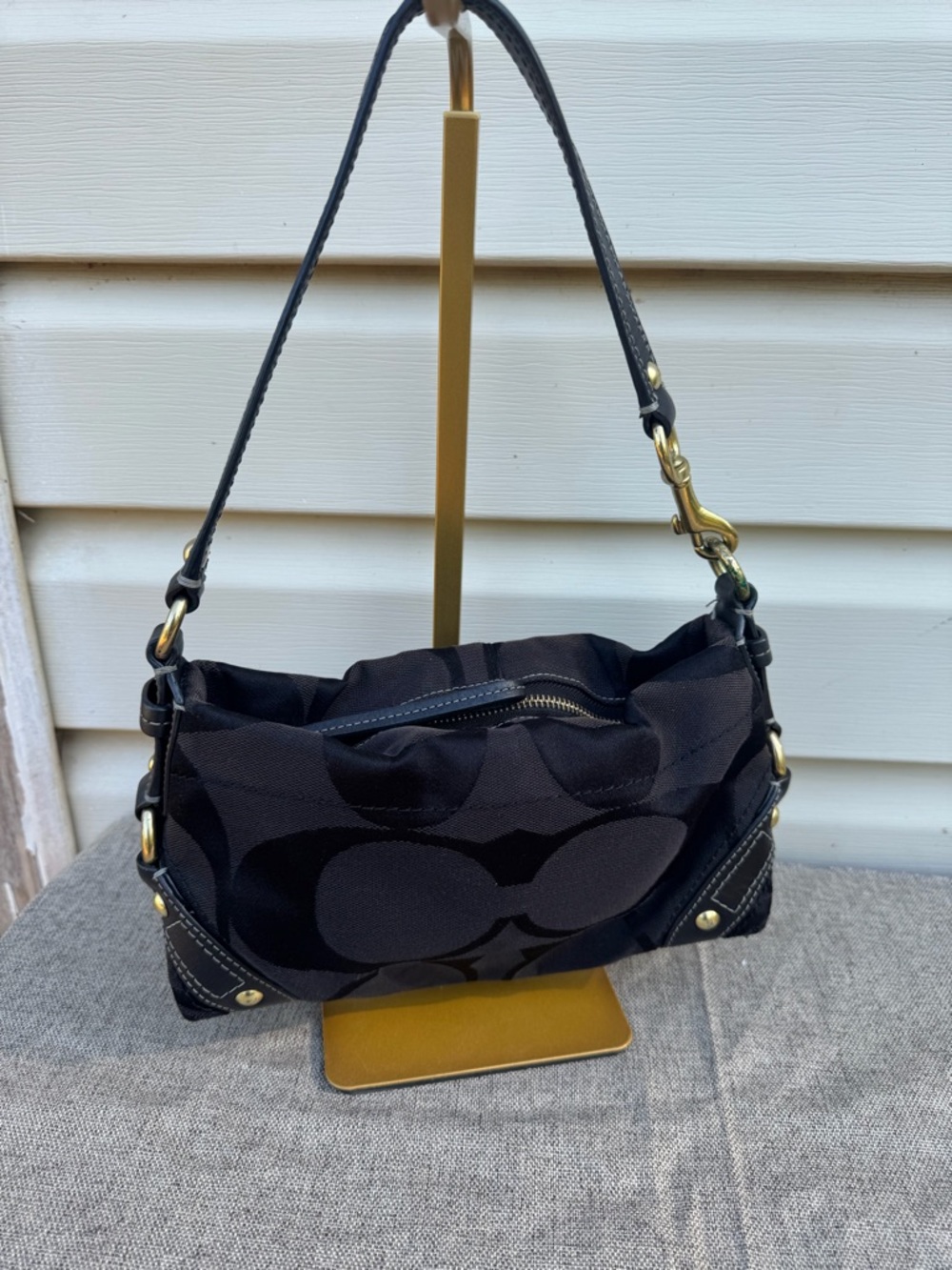 Coach Vintage Mini Carly Small Shoulder Bag Black Signature Jacquard 10730 - Picture 2 of 13